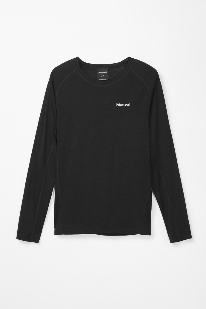 NNormal merino long sleeve t-shirt Fekete | 064VMPCXZ