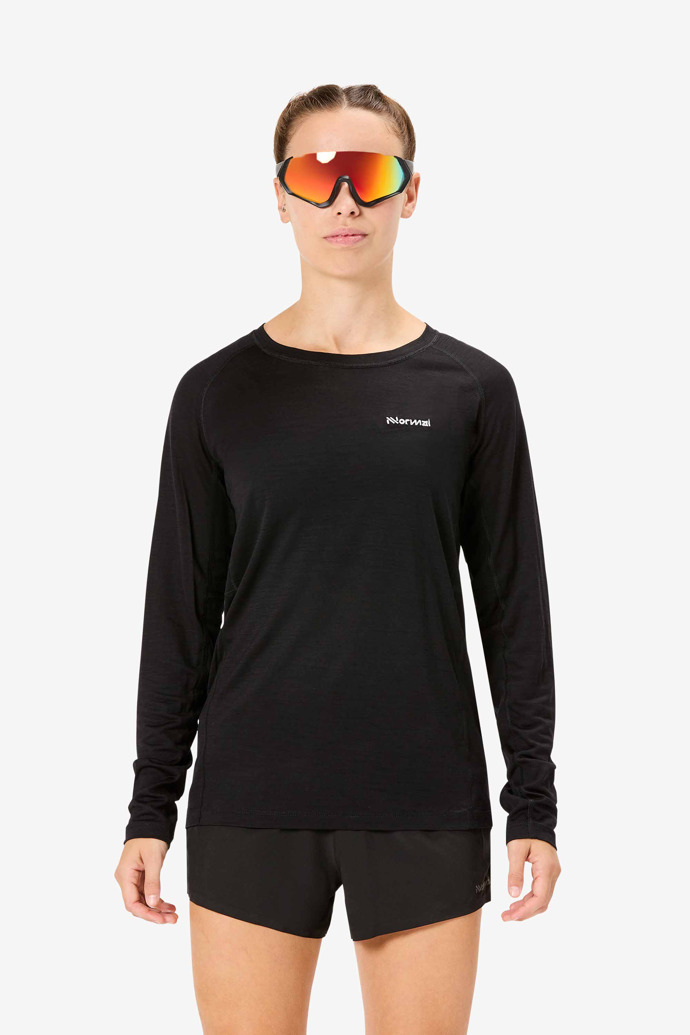 NNormal merino long sleeve t-shirt Fekete | 064VMPCXZ